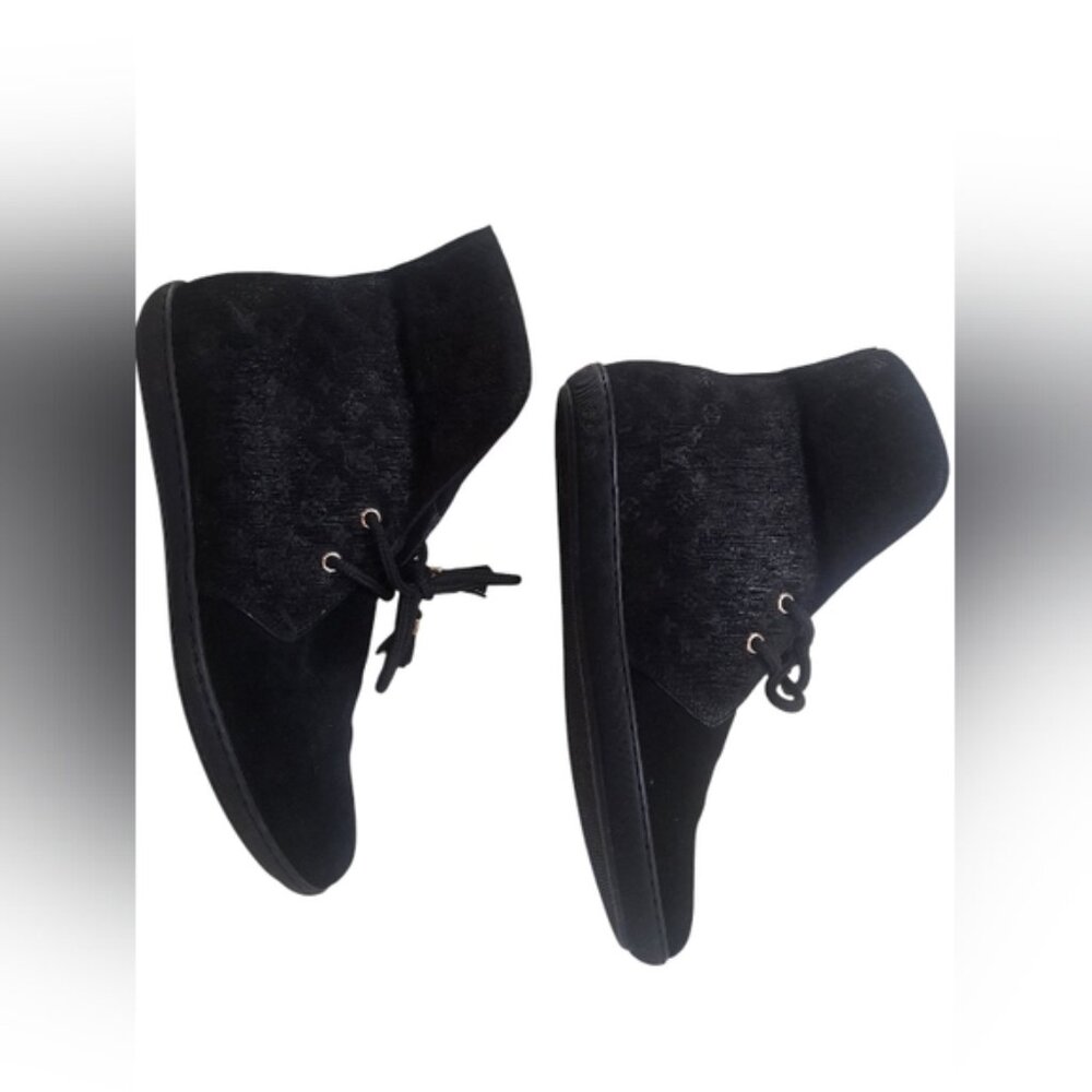LOUIS VUITTON Boots Heel Monogram Suede Black EU36.5 RARE! - Picture 6 of 16